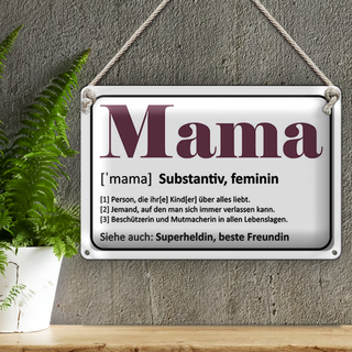 Blechschild Spruch 30x20cm Mama Superheldin beste Freundin