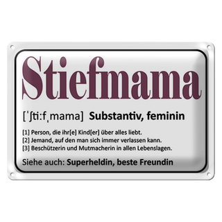 Blechschild Spruch 30x20cm Stiefmama Superheldin Freundin