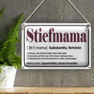 Blechschild Spruch 30x20cm Stiefmama Superheldin Freundin