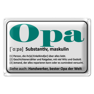 Blechschild Spruch 30x20cm Opa Handwerker bester Opa Welt