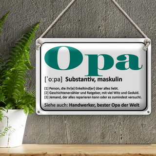 Blechschild Spruch 30x20cm Opa Handwerker bester Opa Welt