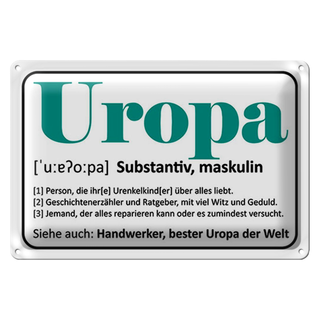 Blechschild Spruch 30x20cm Uropa Handwerker bester Uropa