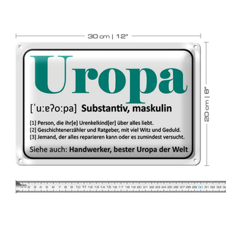 Blechschild Spruch 30x20cm Uropa Handwerker bester Uropa