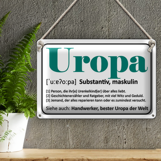 Blechschild Spruch 30x20cm Uropa Handwerker bester Uropa