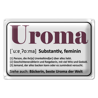 Blechschild Spruch 30x20cm Uroma Bäckerin beste Uroma Welt