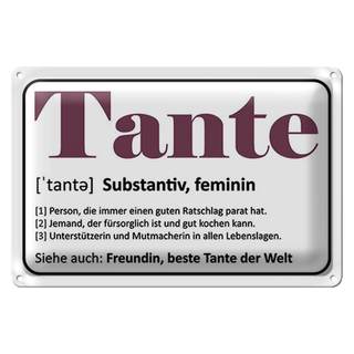 Blechschild Spruch 30x20cm Tante Freundin beste Tante Welt