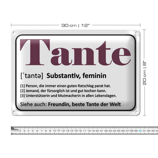 Blechschild Spruch 30x20cm Tante Freundin beste Tante Welt