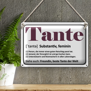 Blechschild Spruch 30x20cm Tante Freundin beste Tante Welt