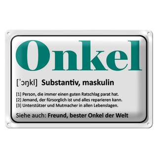 Blechschild Spruch 30x20cm Onkel Freund bester Onkel Welt