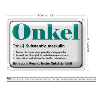 Blechschild Spruch 30x20cm Onkel Freund bester Onkel Welt