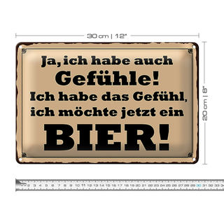 Blechschild Spruch 30x20cm habe Gefühl ich möchte ein Bier