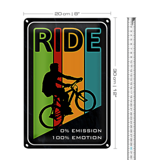 Blechschild Spruch 20x30cm Ride Bike Fahrrad 0% Emission