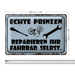 Blechschild Spruch 30x20cm Prinze reparieren Fahrrad selbst