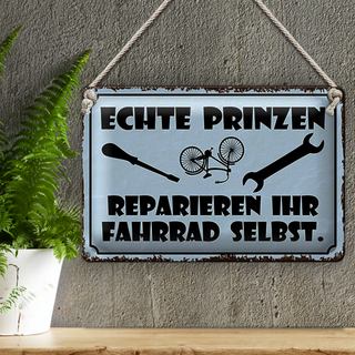Blechschild Spruch 30x20cm Prinze reparieren Fahrrad selbst