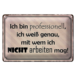 Blechschild Spruch 30x20cm ich bin professionell ich weiß