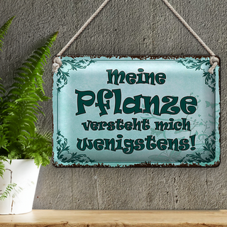 Blechschild Spruch 30x20cm meine Pflanze vesteht mich