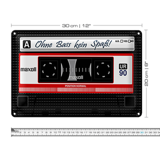 Blechschild Spruch 30x20cm Ohne Bass kein Spaß