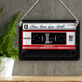 Blechschild Spruch 30x20cm Ohne Bass kein Spaß