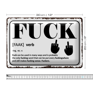 Blechschild Spruch 30x20cm FUCK Verb can be used in many