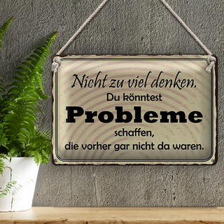 Blechschild Spruch 30x20cm nicht viel denken können Problem