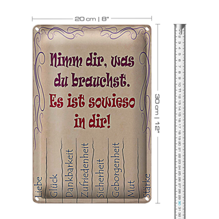 Blechschild Spruch 20x30cm Nimm dir was du brauchst Liebe