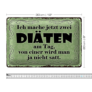 Blechschild Spruch 30x20cm ich mache jetzt zwei Diäten