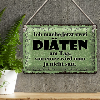 Blechschild Spruch 30x20cm ich mache jetzt zwei Diäten