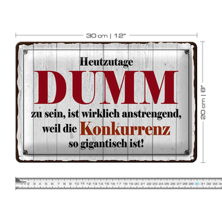 Blechschild Spruch 30x20cm Heutzutage DUMM zu sein ist