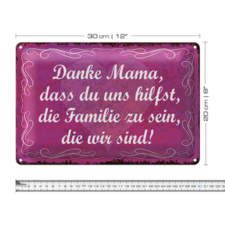 Blechschild Spruch 30x20cm Danke Mama dass du uns hilfst