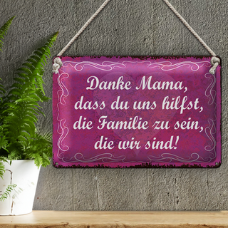 Blechschild Spruch 30x20cm Danke Mama dass du uns hilfst