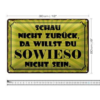 Blechschild Spruch 30x20cm schau nicht zurück