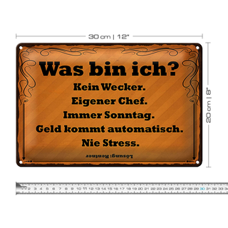 Blechschild Spruch 30x20cm was bin ich kein Wecker