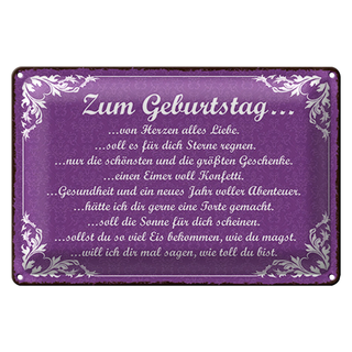 Blechschild Spruch 30x20cm zum Geburtstag alles Liebe