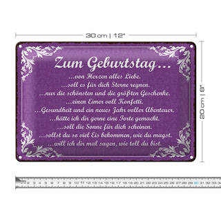 Blechschild Spruch 30x20cm zum Geburtstag alles Liebe