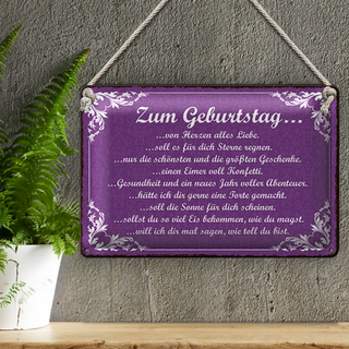 Blechschild Spruch 30x20cm zum Geburtstag alles Liebe