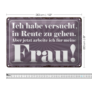 Blechschild Spruch 30x20cm habe versucht in Rente zu gehen