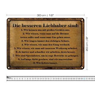 Blechschild Spruch 30x20cm die besseren Liebhaber sind