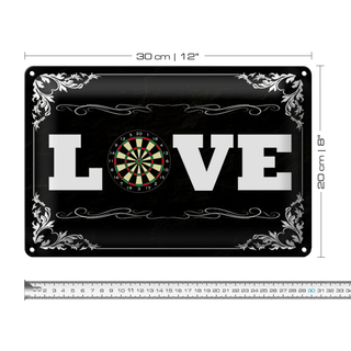 Blechschild Spruch 30x20cm Love Darts Wanddeko