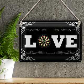 Blechschild Spruch 30x20cm Love Darts Wanddeko