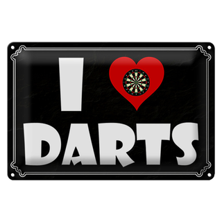 Blechschild Spruch 30x20cm i Love Darts Wanddeko