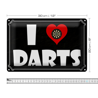 Blechschild Spruch 30x20cm i Love Darts Wanddeko