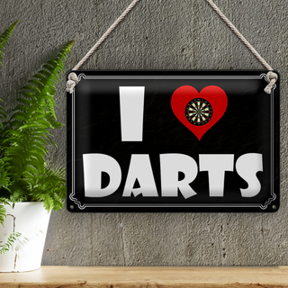 Blechschild Spruch 30x20cm i Love Darts Wanddeko