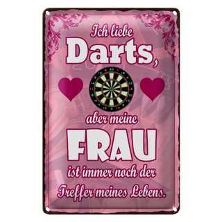 Blechschild Spruch 20x30cm ich liebe Darts aber meine Frau