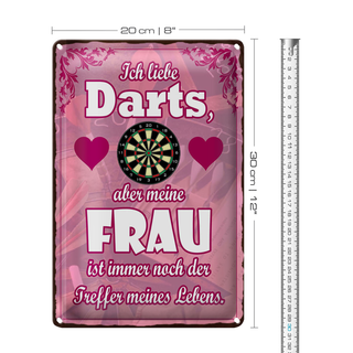 Blechschild Spruch 20x30cm ich liebe Darts aber meine Frau