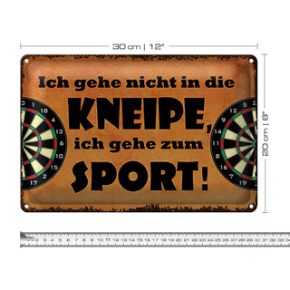 Blechschild Spruch 30x20cm gehe nicht in Kneipe ich Sport