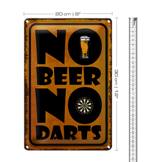 Blechschild Spruch 20x30cm No Beer No Darts