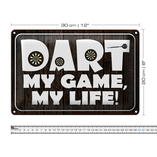 Blechschild Spruch 30x20cm DART my Game my life
