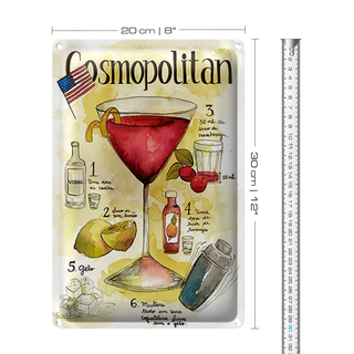 Blechschild Rezept 20x30cm Cosmopolitan Cocktail Recipe