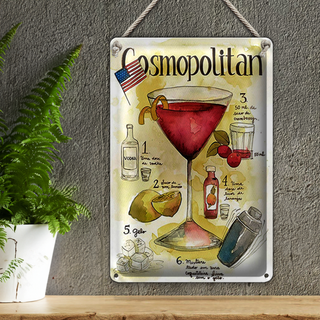 Blechschild Rezept 20x30cm Cosmopolitan Cocktail Recipe