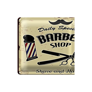 Blechschild Spruch 20x30cm Barbershop shave and haircut
